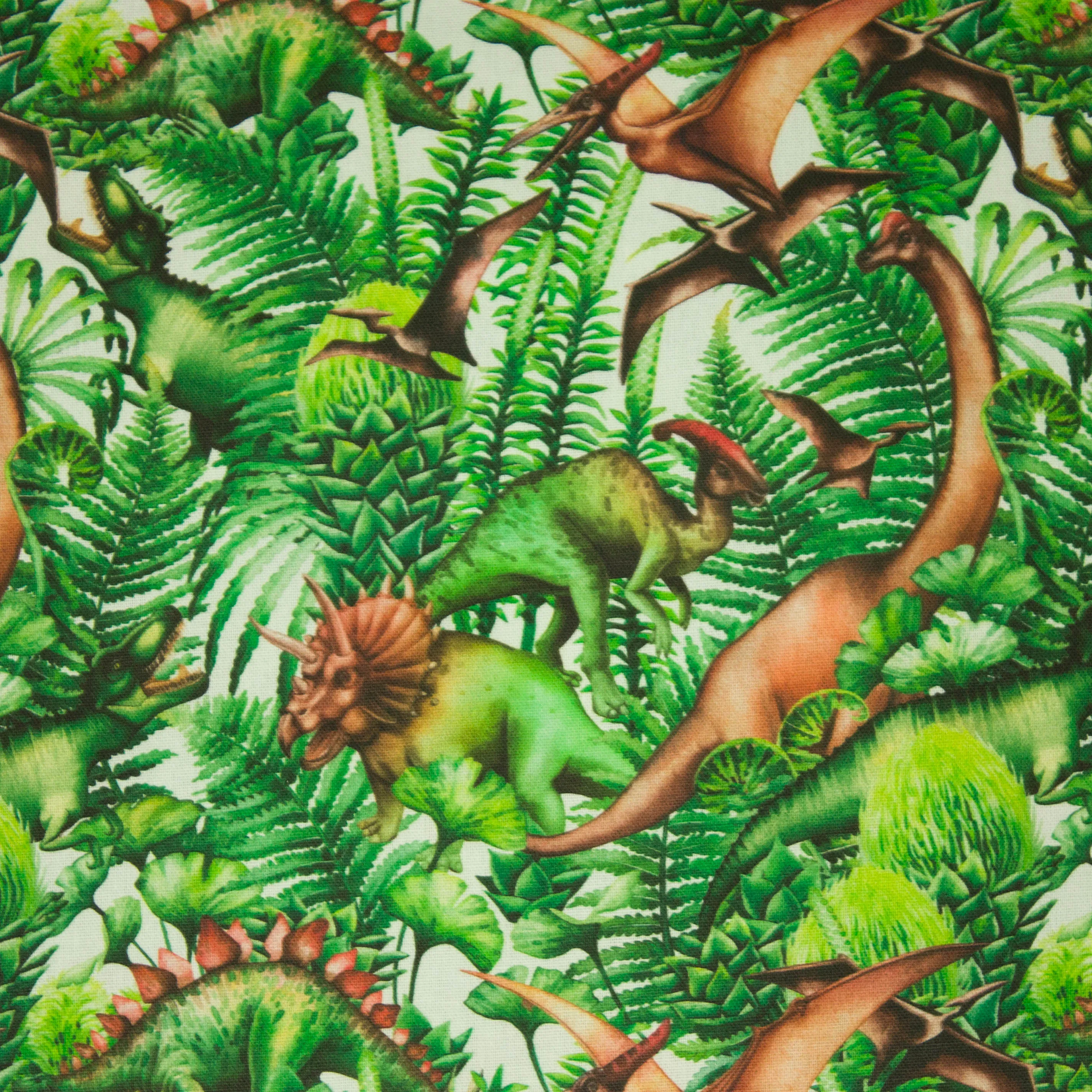 Canvas dino's in het struikgewas
